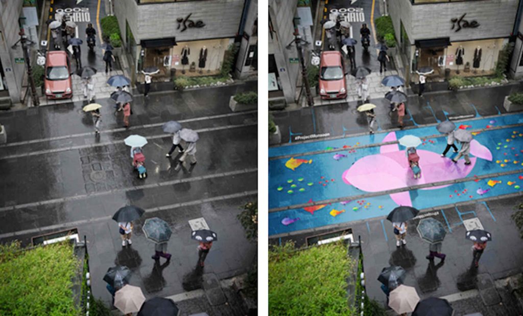 Monsoon Project: Ecret Illustrations Could Someday Brighten Roads of Seoul  When It Rains!