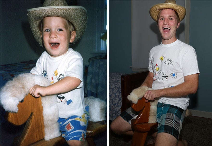 Three Brothers Reenact Their Childhood Photos As A Gift For Their Mom