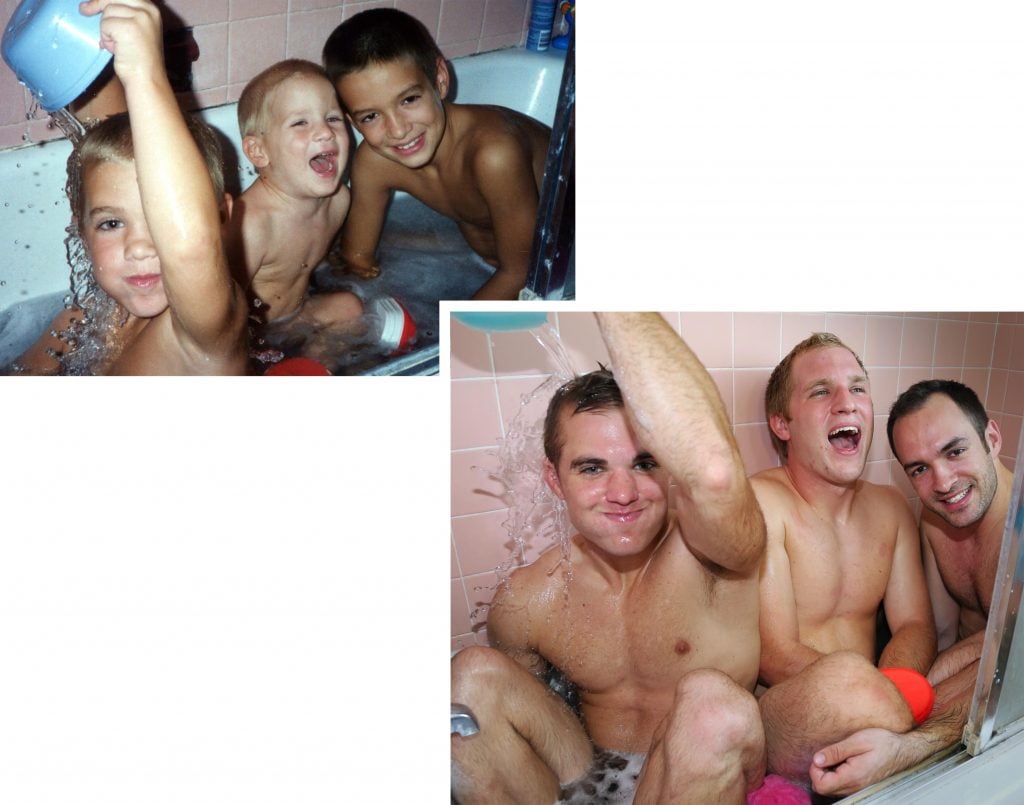 Three Brothers Reenact Their Childhood Photos As A Gift For Their Mom