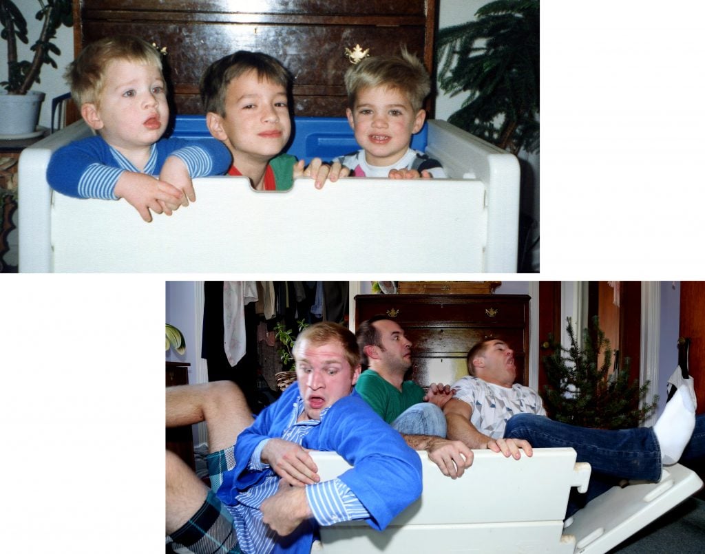 Three Brothers Reenact Their Childhood Photos As A Gift For Their Mom