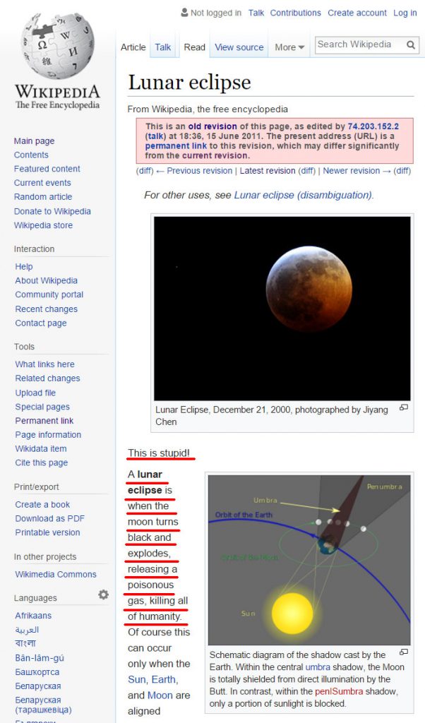 20 Of the Funniest Wikipedia Edits By Internet Trolls