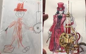 Dad Turns His Sons’ Doodles Into Amazing Anime Drawings