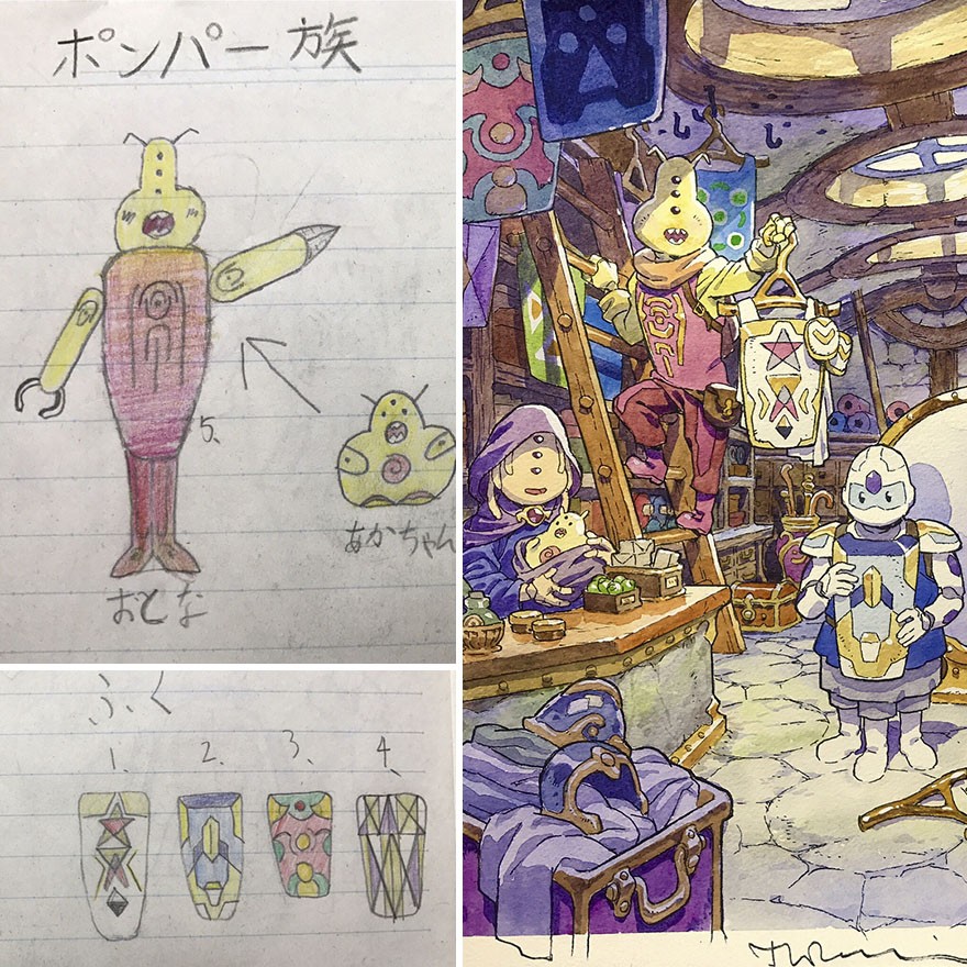 Dad Turns His Sons’ Doodles Into Amazing Anime Drawings