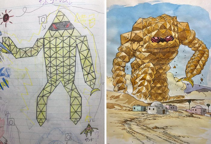 Dad Turns His Sons’ Doodles Into Amazing Anime Drawings