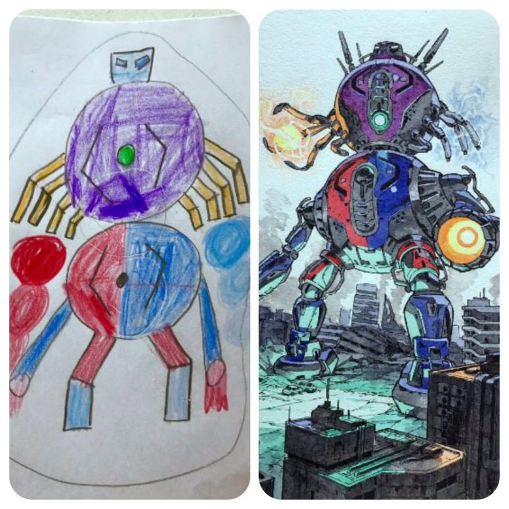 Dad Turns His Sons’ Doodles Into Amazing Anime Drawings