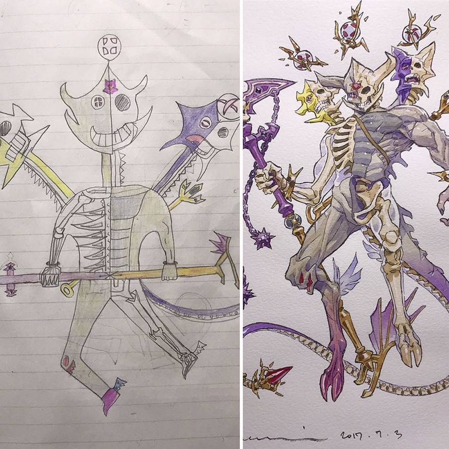Dad Turns His Sons’ Doodles Into Amazing Anime Drawings