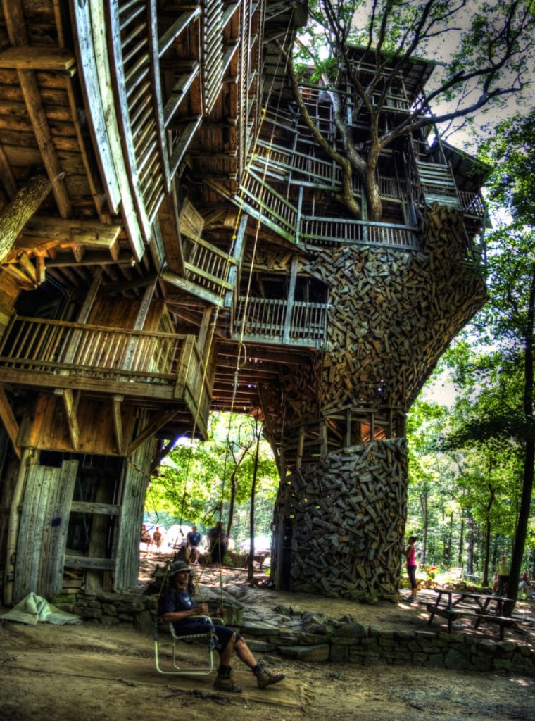 Structures And A Tunnel Built Around Trees