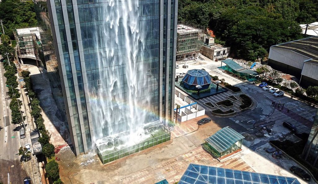Chinese Skyscraper Has A Waterfall Now Because Why Not