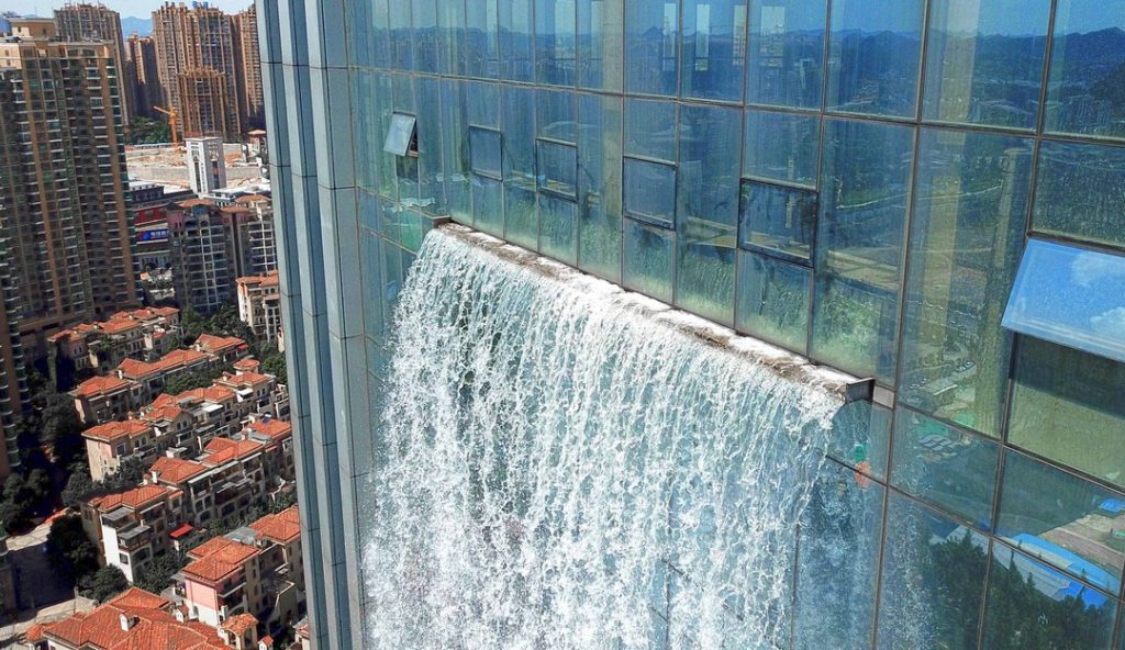 Chinese Skyscraper Has A Waterfall Now Because Why Not