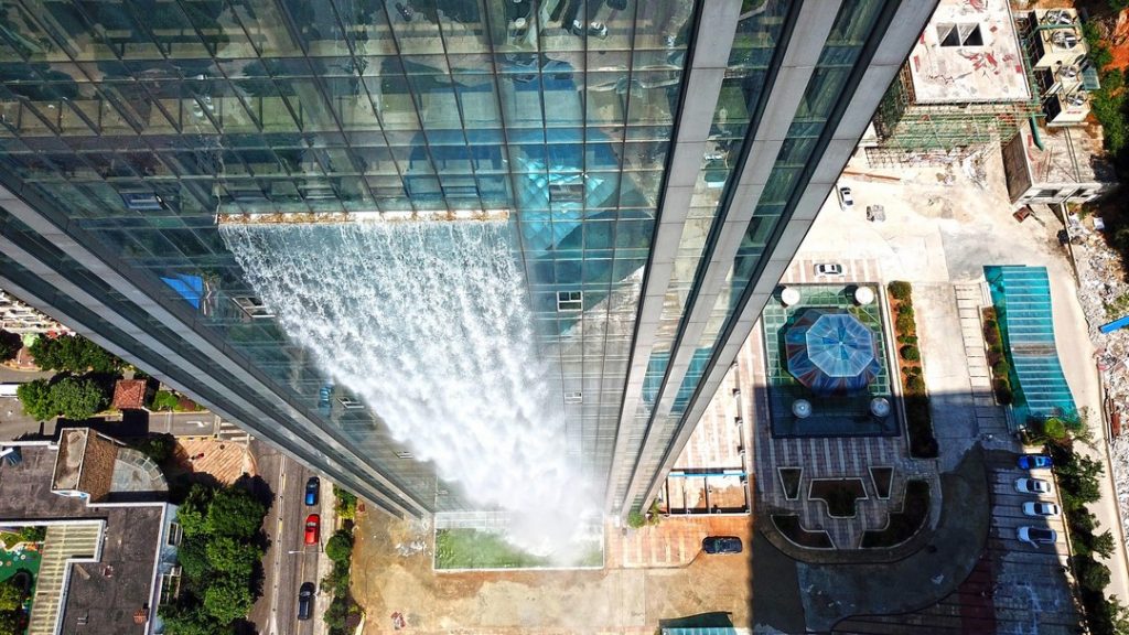 Chinese Skyscraper Has A Waterfall Now Because Why Not