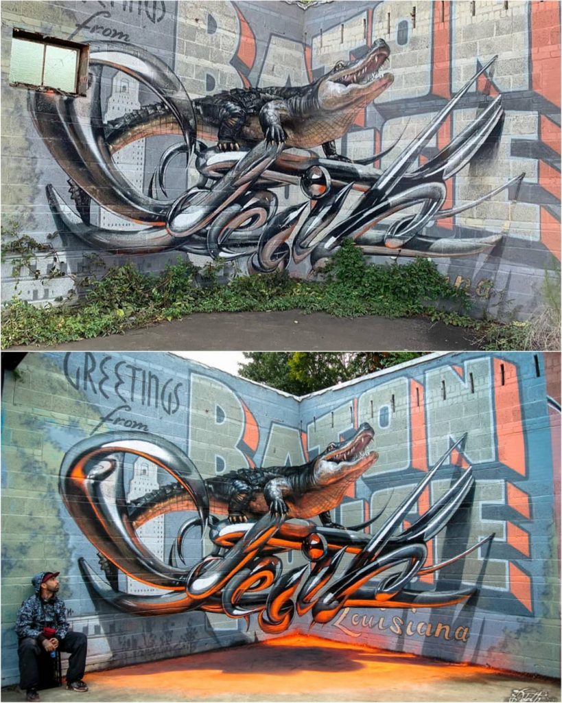 alligator | 10 Hyper-Realistic 3D Street Art By Odeith | Brain Berries