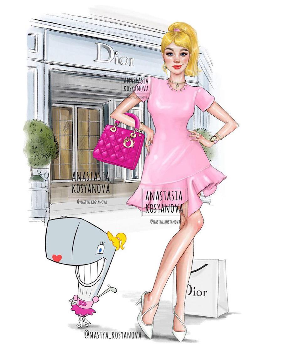 Pink | Fashion Illustrator Makes Cartoon Characters Stylish and Trendy