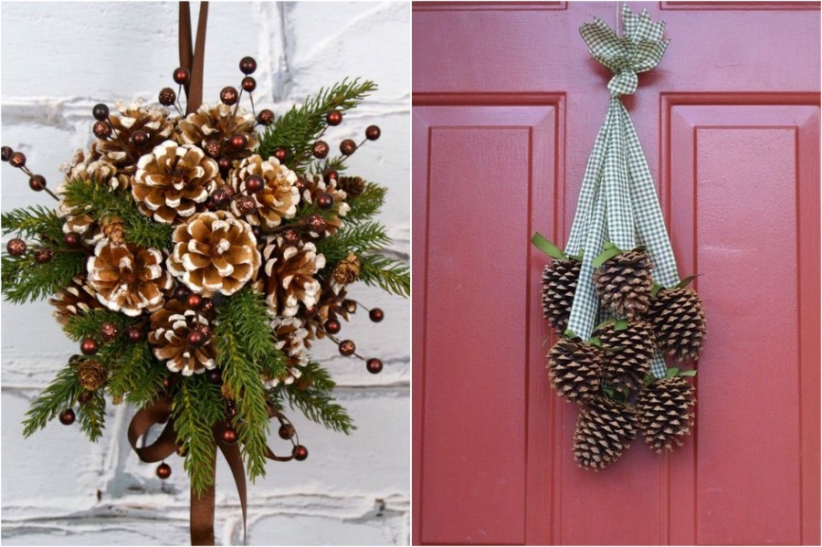 Alternative Pinecone Door Decor | 10 Pinecone DIYs To Try This Christmas | Zestradar