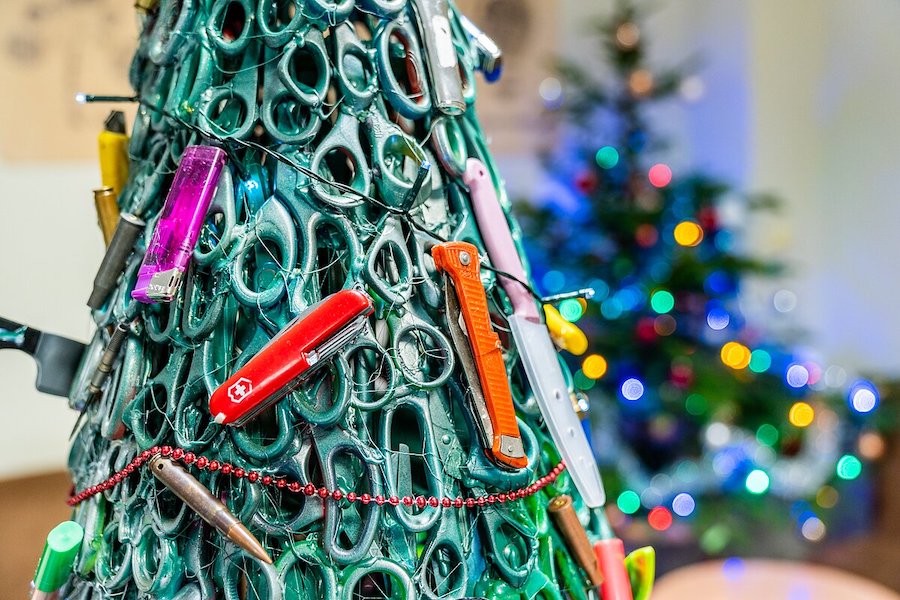 Lithuanian Airport Made A Christmas Tree From Prohibited Items