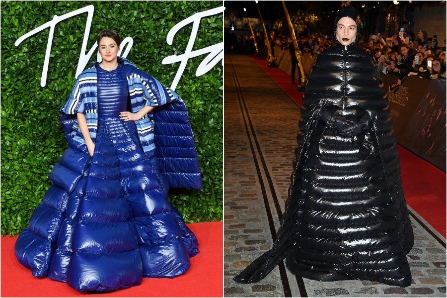 Shailene Woodley and Ezra Miller in Moncler | Male and Female Celebrities Who Wore the Same Outfit | Zestradar