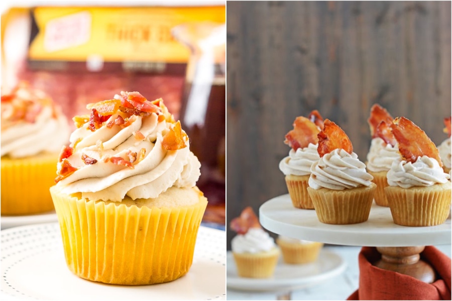 Maple Bacon Cupcakes | 12 Surprising Ways To Add More Bacon Into Your Life | Zestradar