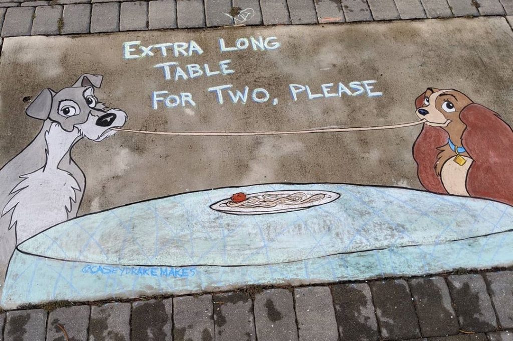Artist Turns a Boring Sidewalk Into A Gallery of Disney Characters in Quarantine
